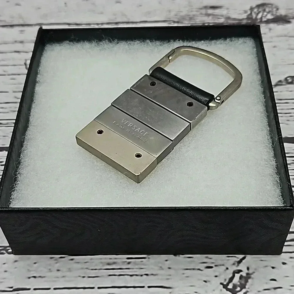 Versace Leather and Metal Keychain